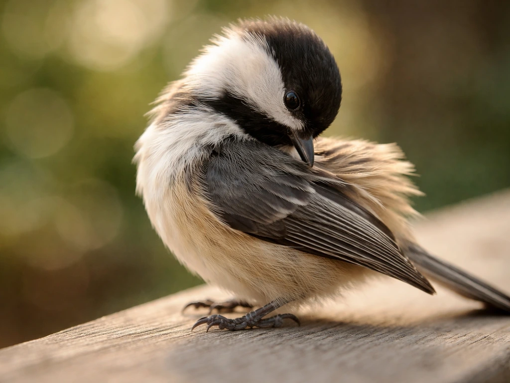 Close-up of a bird preening its feathers with its beak, showing fine feather detail.