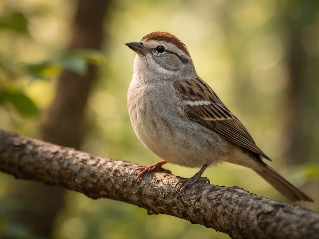 Upright, alert songbird in side posture with head raised on a branch in its natural habitat.