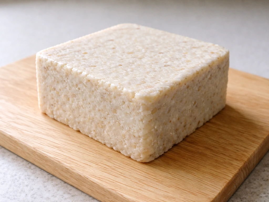 Close-up of a suet cake block on a simple wooden board, showing pale, firm fat texture.