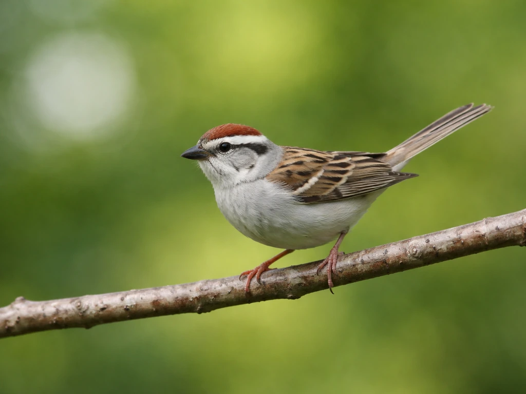 Small perched bird holding its tail alertly, signaling balanced posture on a branch.